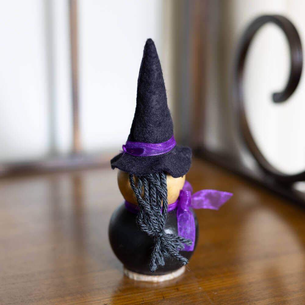 Hand-Crafted Witch Gourd - Cora Tiny - Halloween Decor