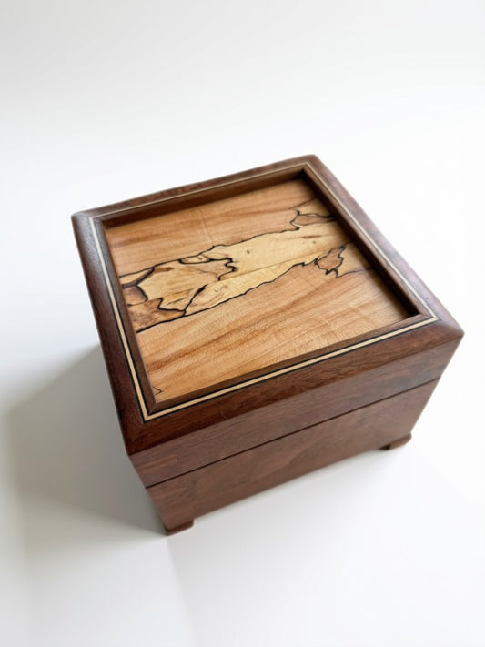Walnut Square Box w/ Fitted Lid