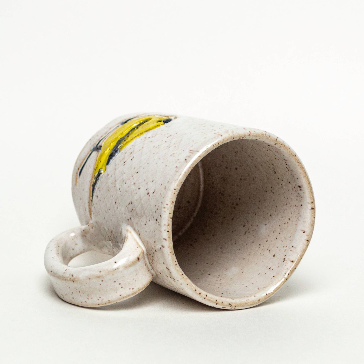 Goldfinch Pattern Handmade in Ohio Ceramic White 14oz Mug