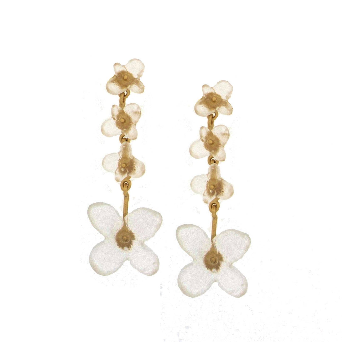 Hydrangea 4-Stone Drop Post Earrings: Frosted Clear