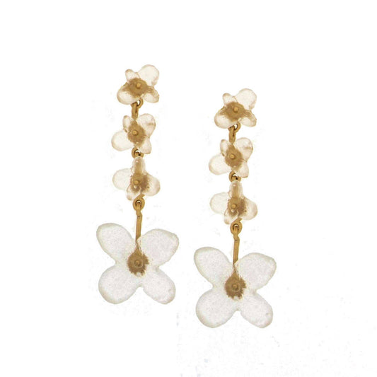 Hydrangea 4-Stone Drop Post Earrings: Frosted Clear