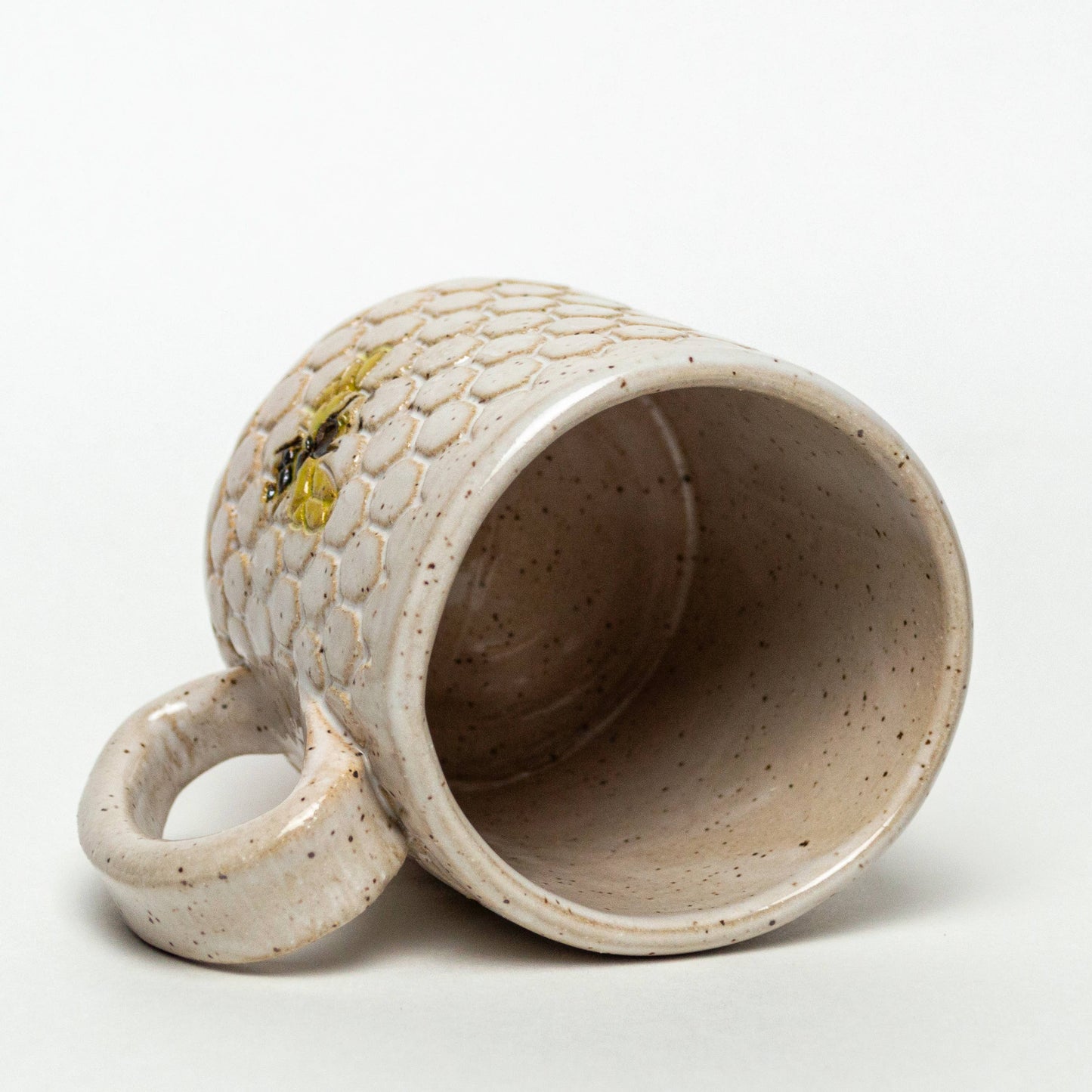 Bee Pattern Handmade in Ohio Ceramic White 10 oz Mug