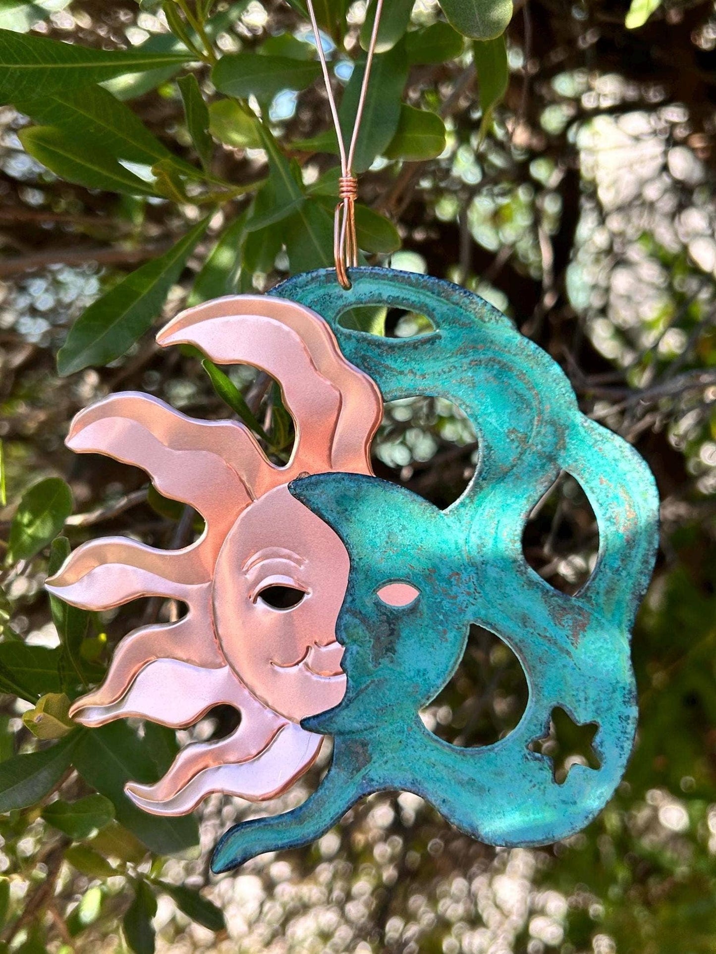 Sun & Moon Copper Christmas Ornament