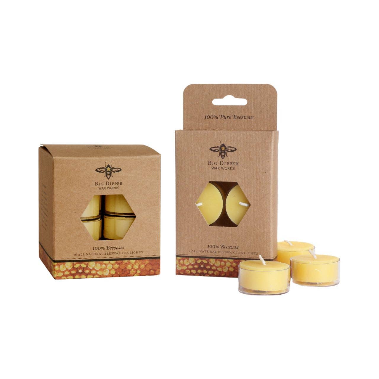 Tea Light Candles – 100% Pure Beeswax – 5 Hour Burn: Box of 16