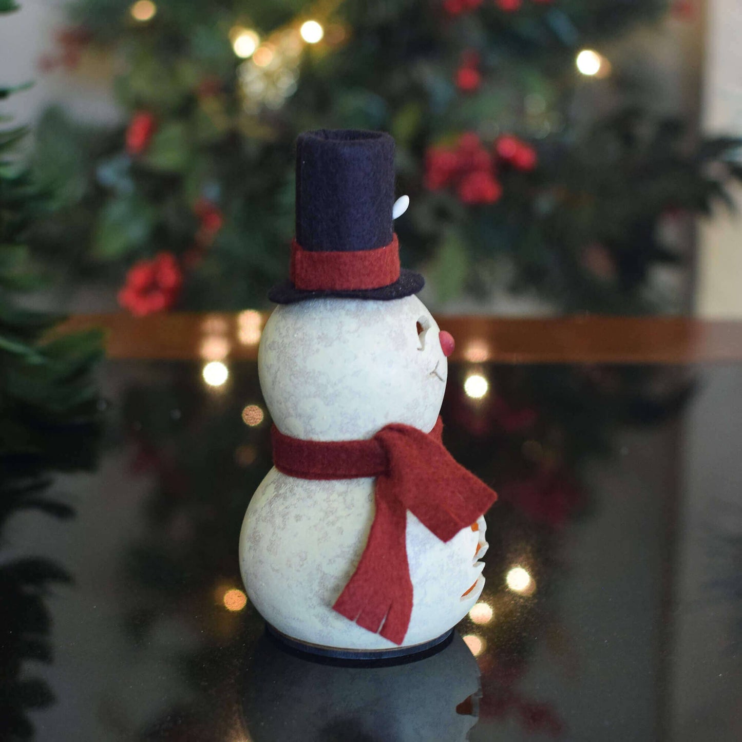 Hand-Crafted Snowman Gourd - Easton Miniature - Winter Decor