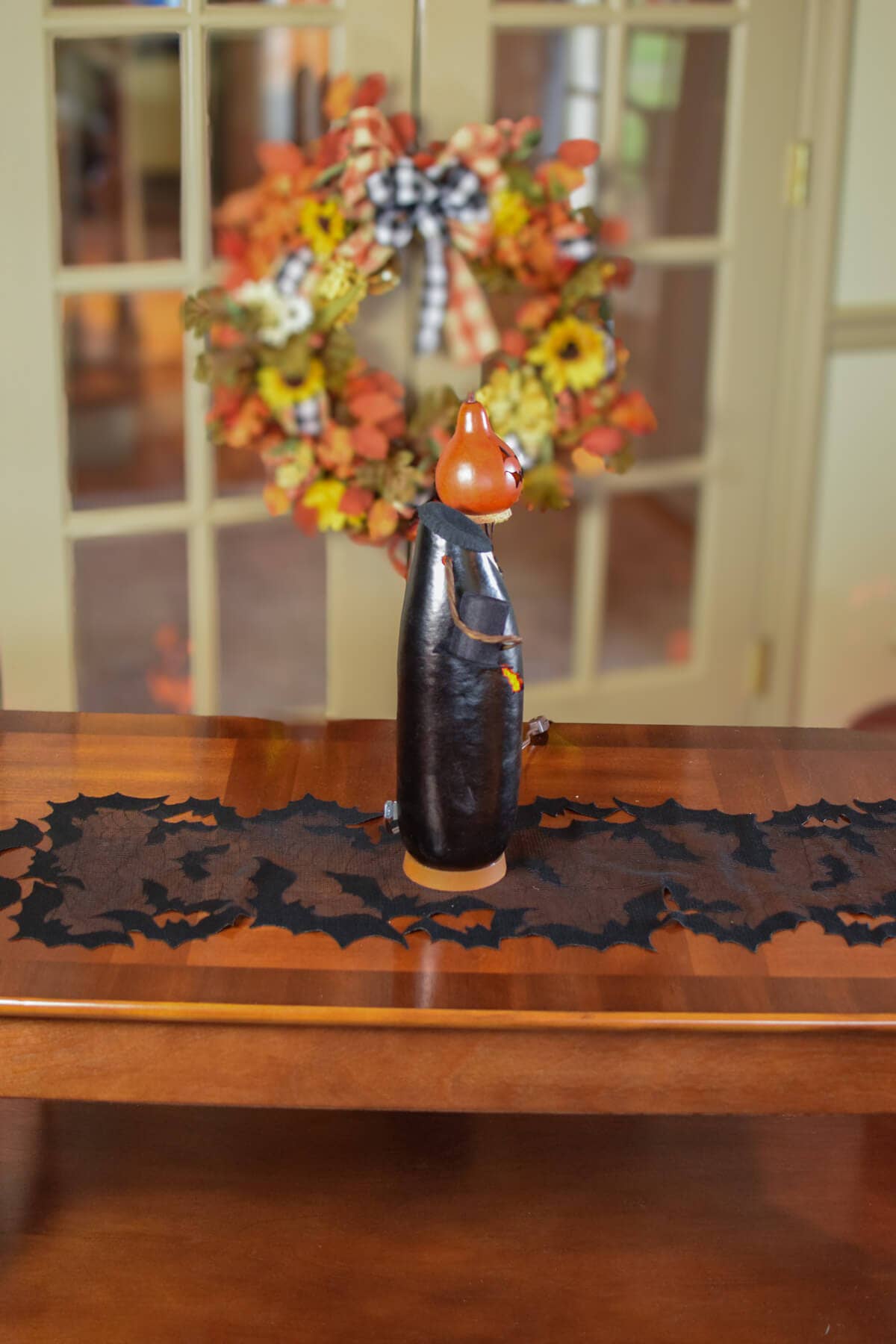 Hand-Crafted Gourd Luminary - Ichabod - Halloween Decor