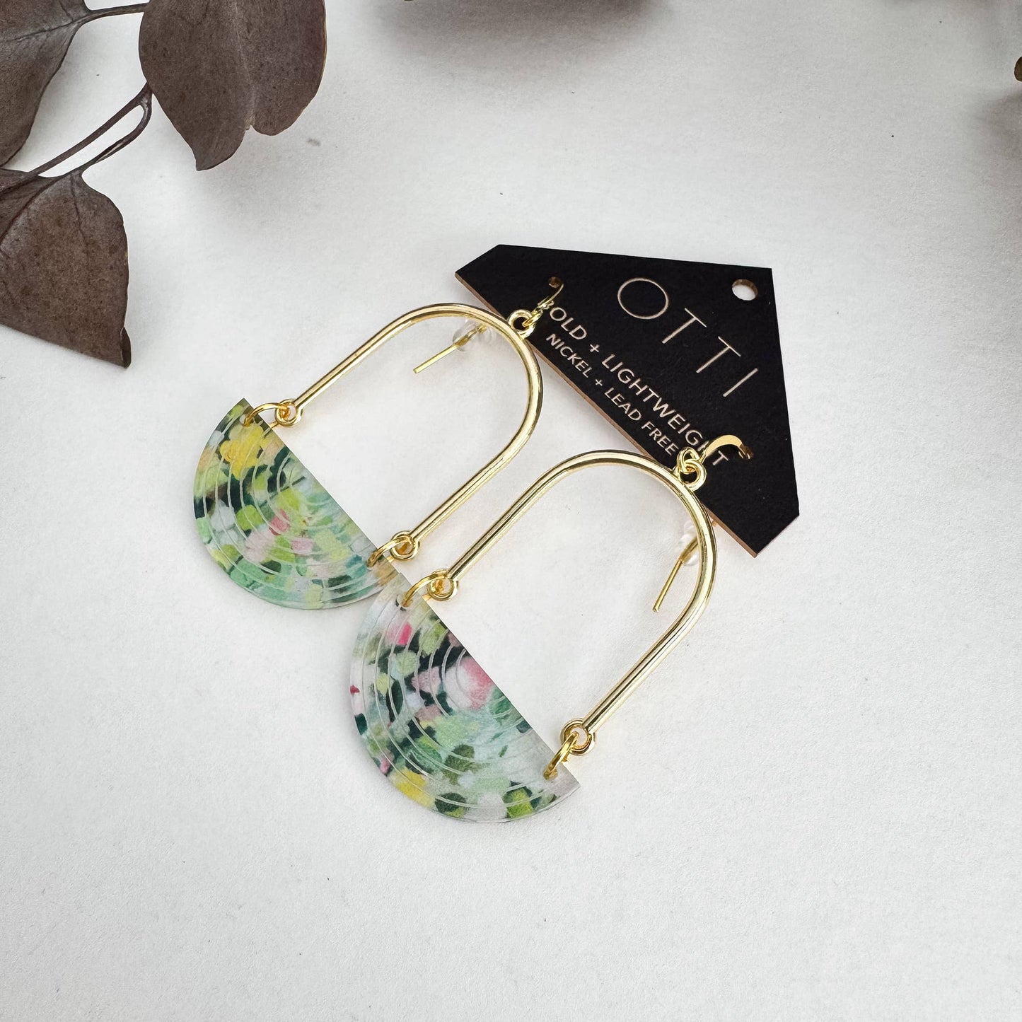 Architectural Half Moon Earrings: Limited SPRING Patterns: Tigers Eye