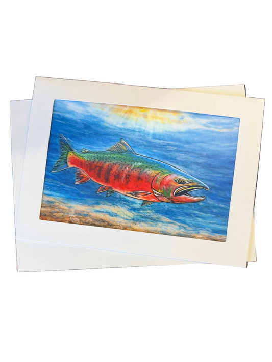 Lake Michigan Coho Salmon Card - Rectangle Design