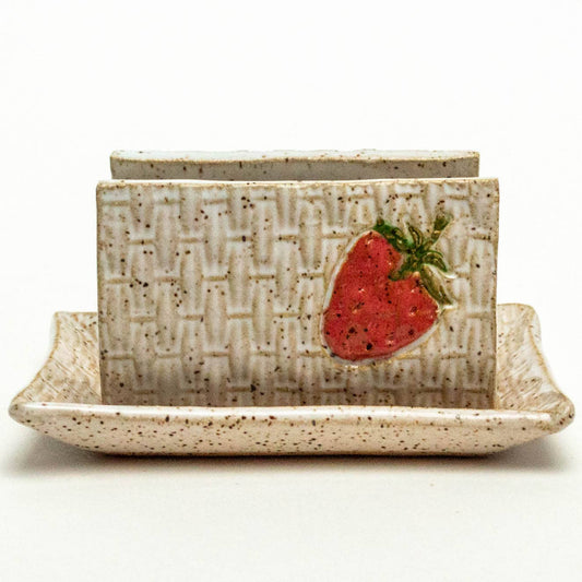 Strawberry Pattern Handmade Ceramic Kitchen Sponge Holder