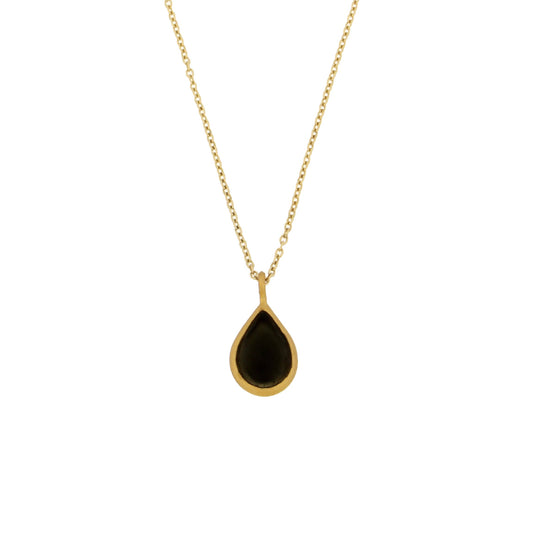 Tear Drop Bubbles 16" Adj. Dainty Pendant - Black