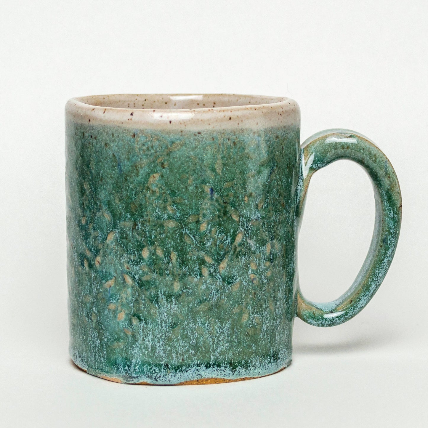 Sea Turtle Pattern Handmade Ceramic Ivory/Green 12oz Mug