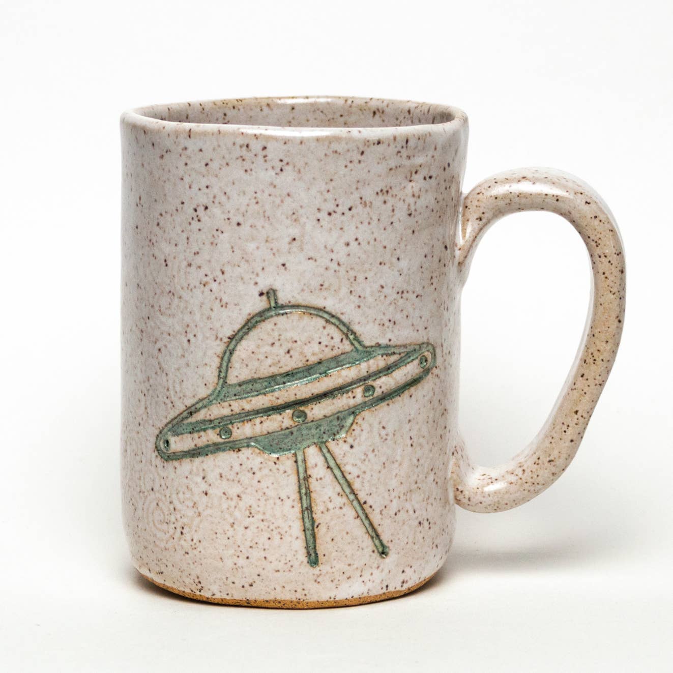 Flying Saucer / UFO Handmade in Ohio Ceramic White 16oz Mug