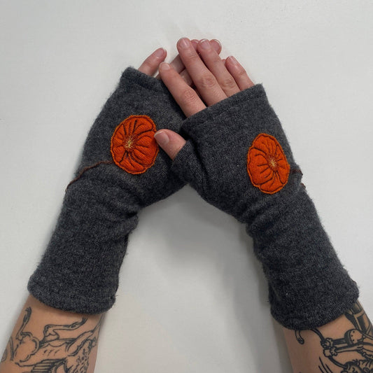 Gloves-California Poppy: Orange on Charcoal