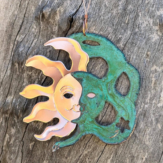Sun & Moon Copper Christmas Ornament