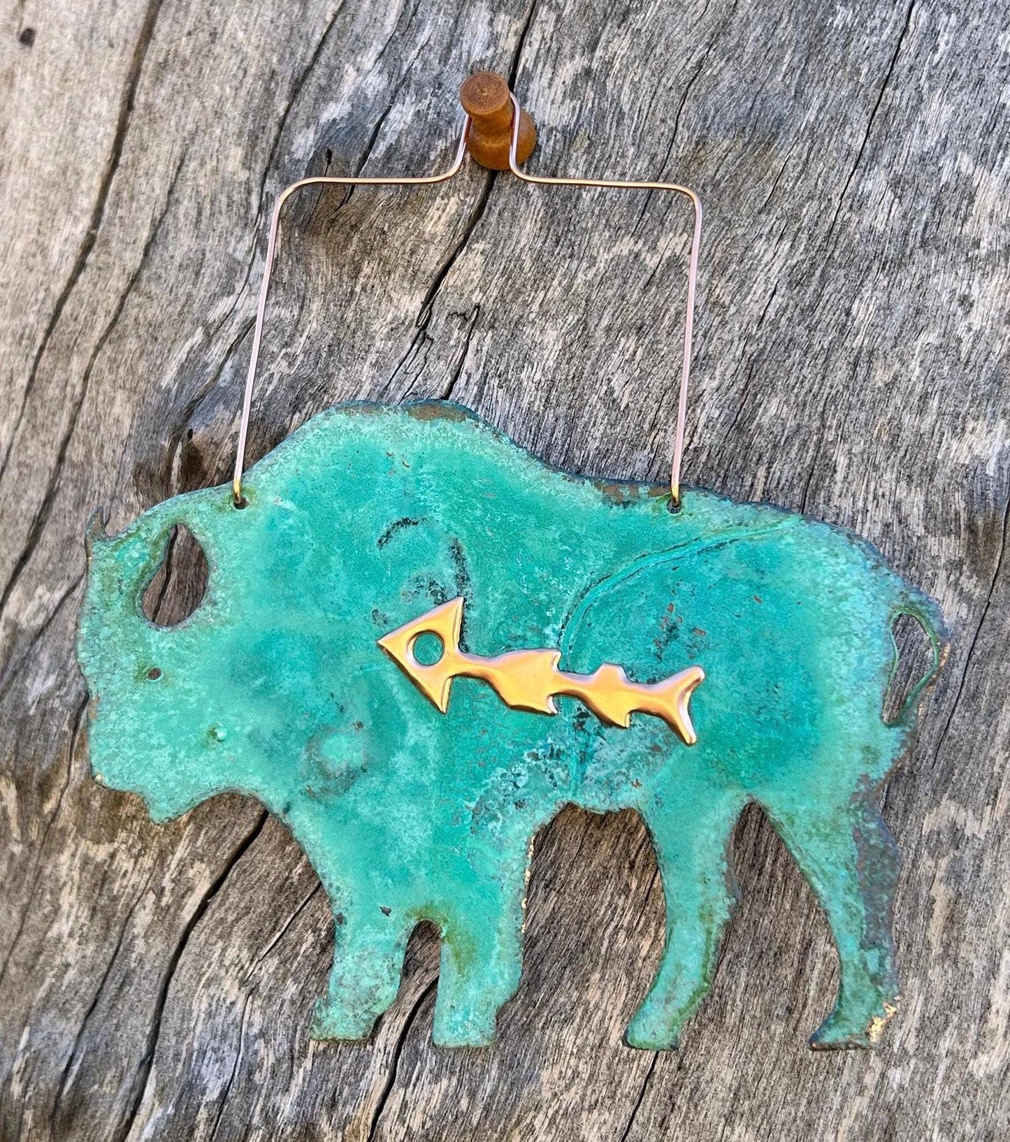 Buffalo Bison Copper Christmas Ornament