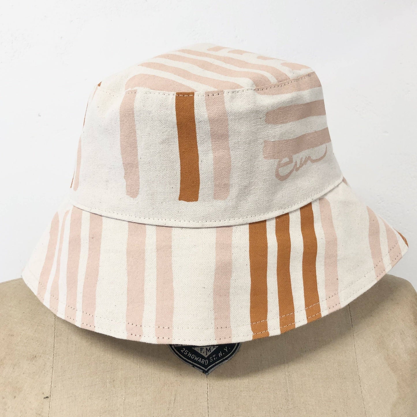 Dusty Pink Grid Bucket Hat: Two Sizes