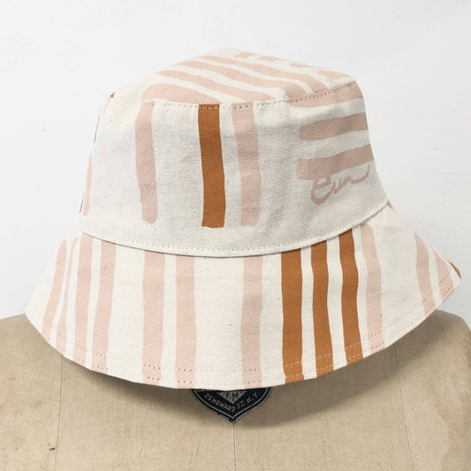 Dusty Pink Grid Bucket Hat: Two Sizes