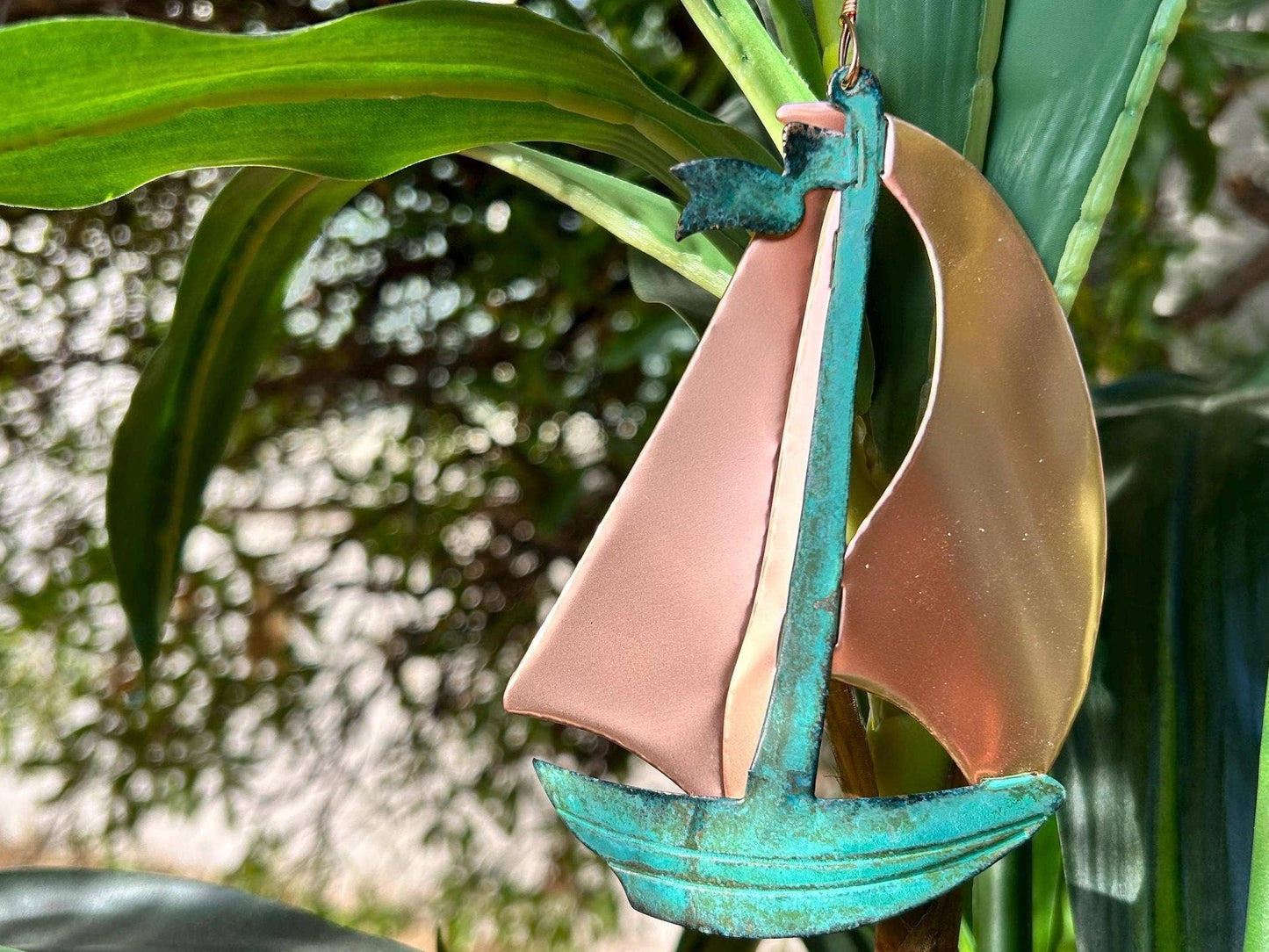 Sailboat Boat Copper Christmas Ornament