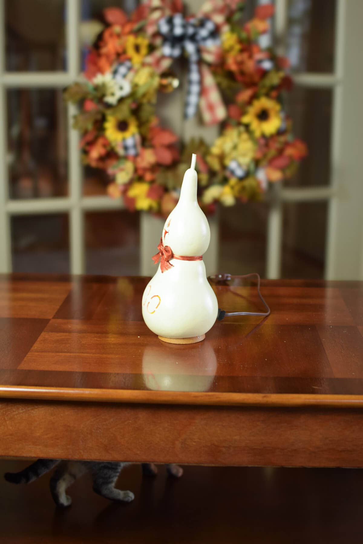Hand-Crafted Ghost Gourd - Jake Small Tall Lit - Halloween