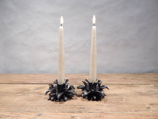 Metal Floral Candle Pair