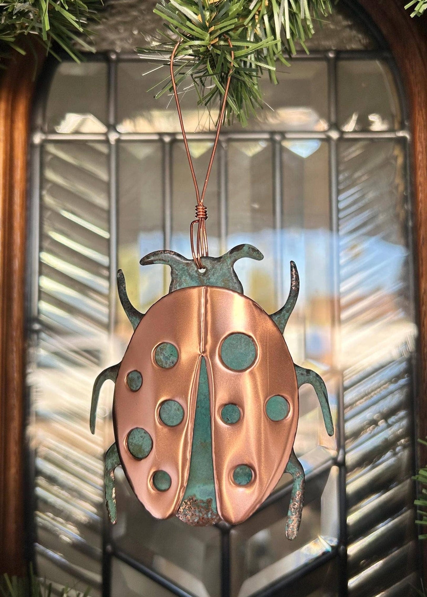 Ladybug Copper Christmas Ornament