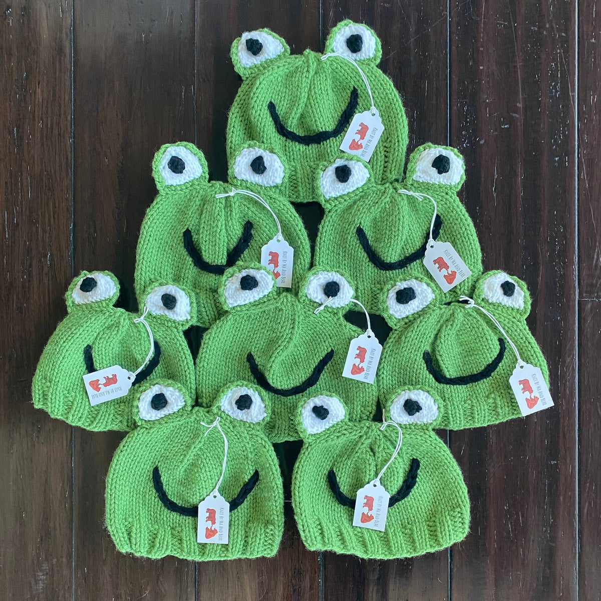 Frog hat; hand knit baby infant hats beanie newborn toddler: Baby