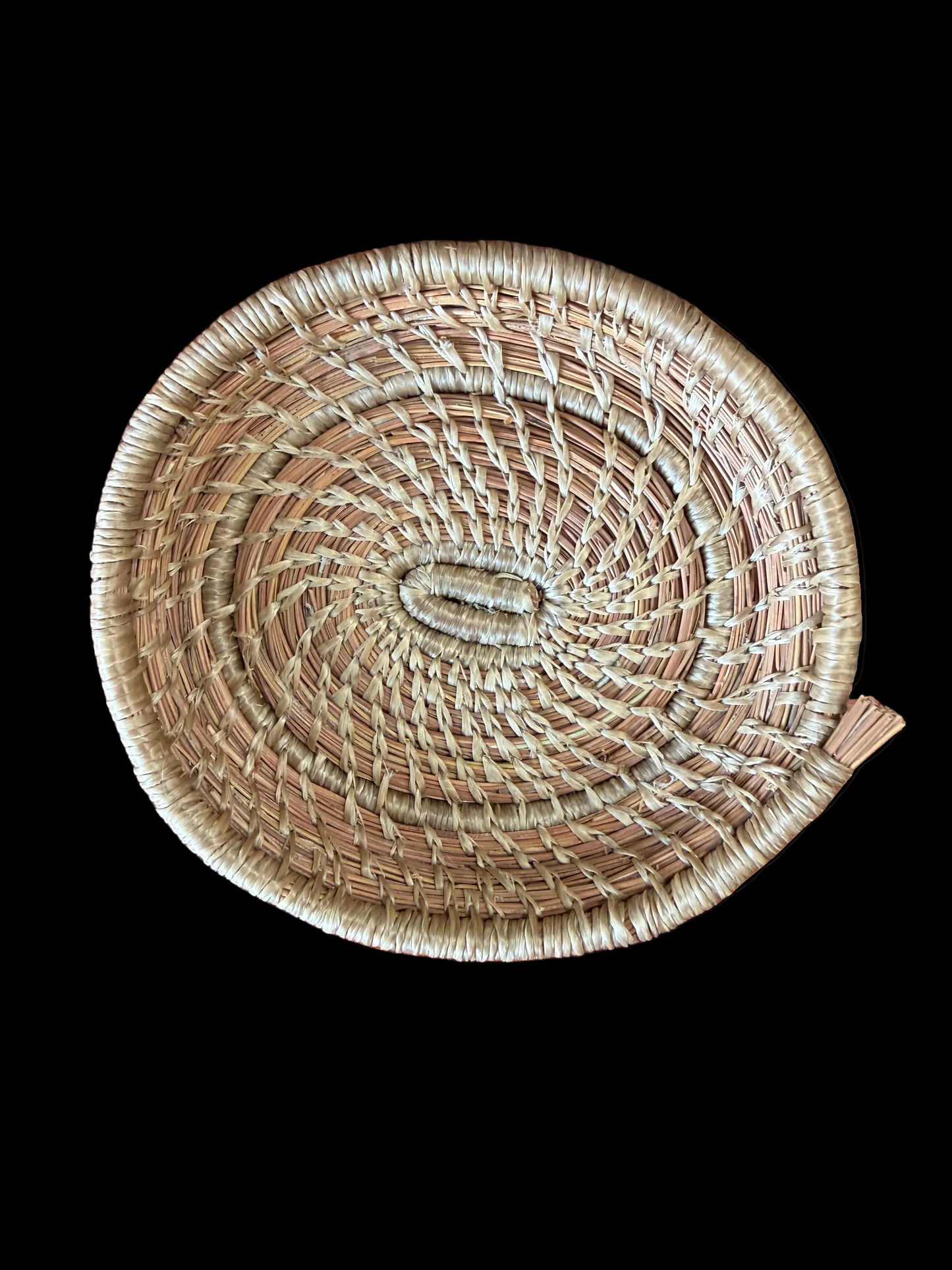 Flat Beige Pine Needle Basket
