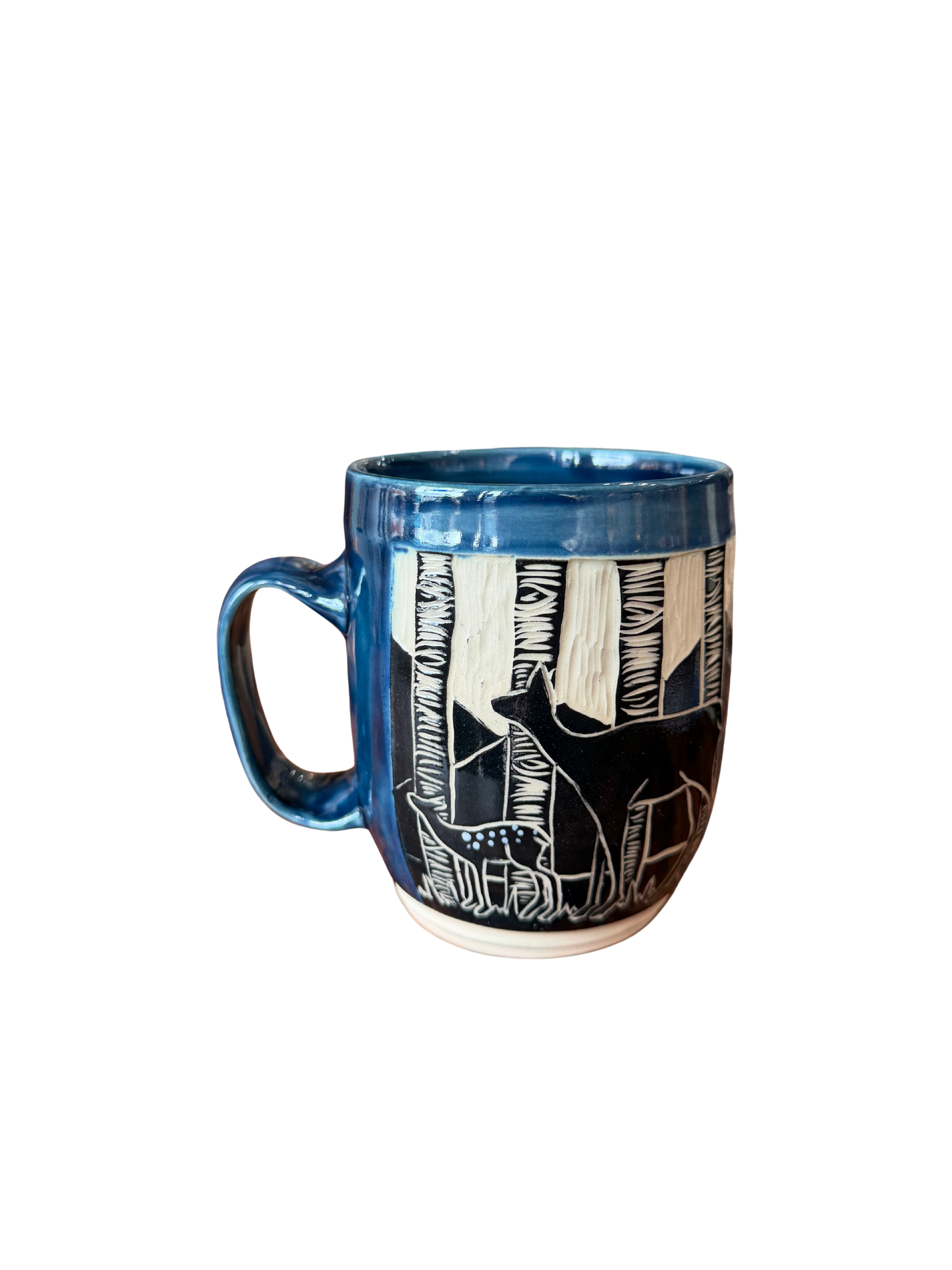 Wheel Thrown Mug - Doe and Fawn Stormy