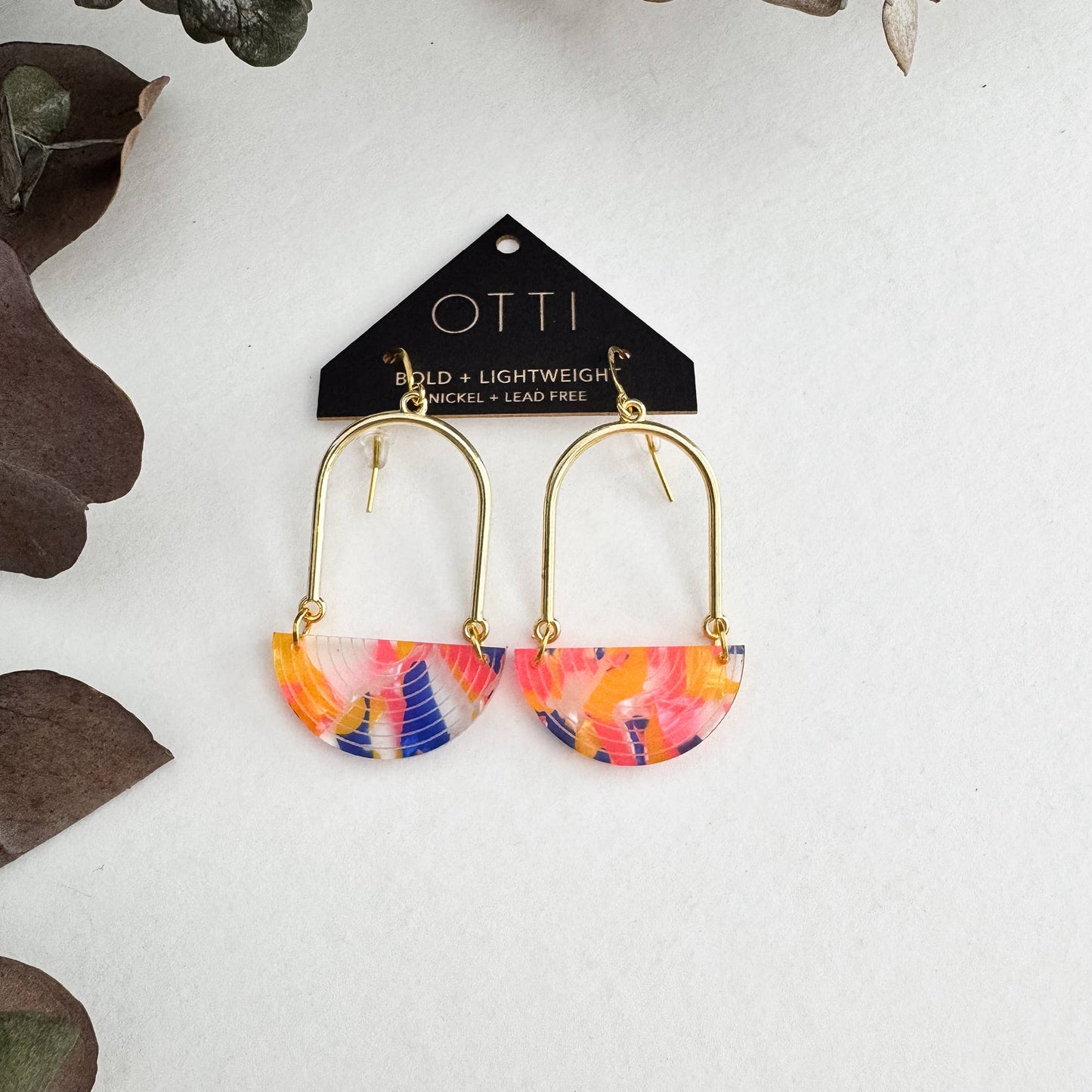 Architectural Half Moon Earrings: Limited SPRING Patterns: Tigers Eye