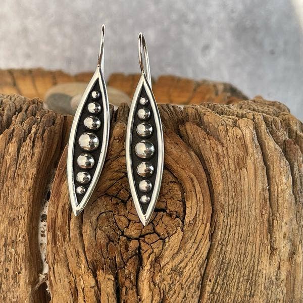 Sterling Silver Beaded Paddle Earrings