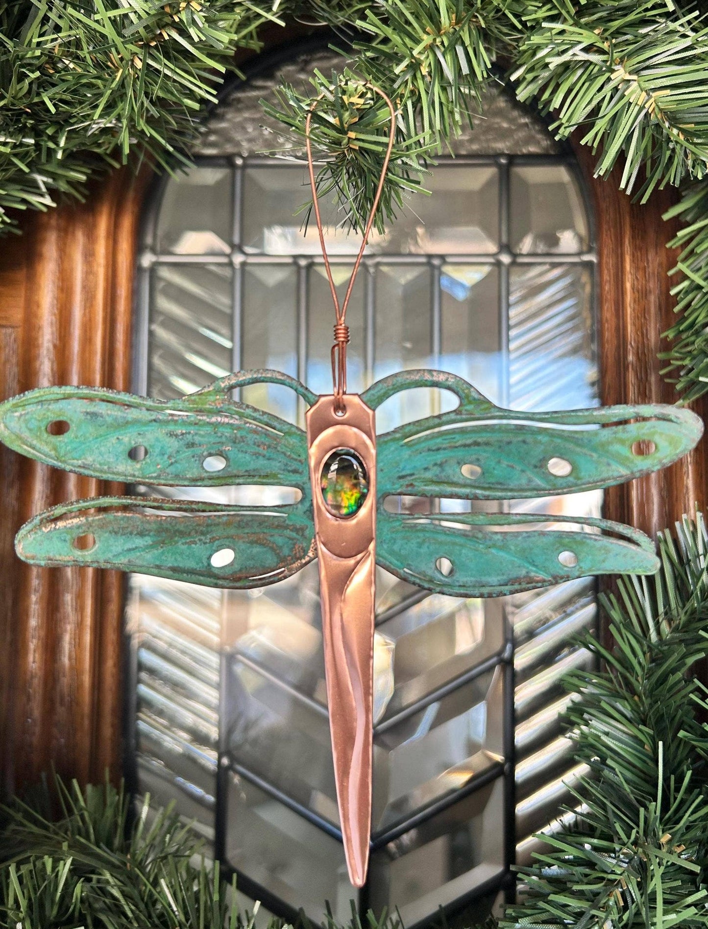 Dragonfly Copper Christmas Ornament