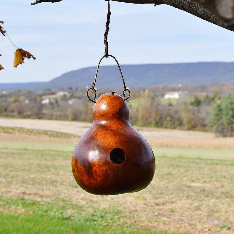 Cabin Gourd Birdhouse — Walnut Hand-Crafted Outdoor