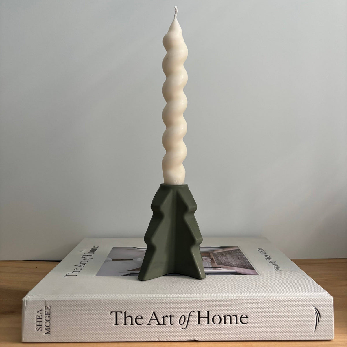 Evera - Geometric Taper Candle Holder | Modern Holiday Decor: Greige Gold