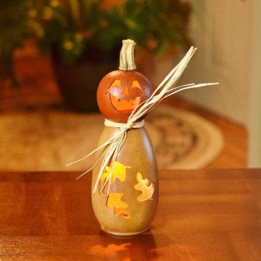 Hand-Crafted Gourd Luminary - Dexter Small Tall Lit