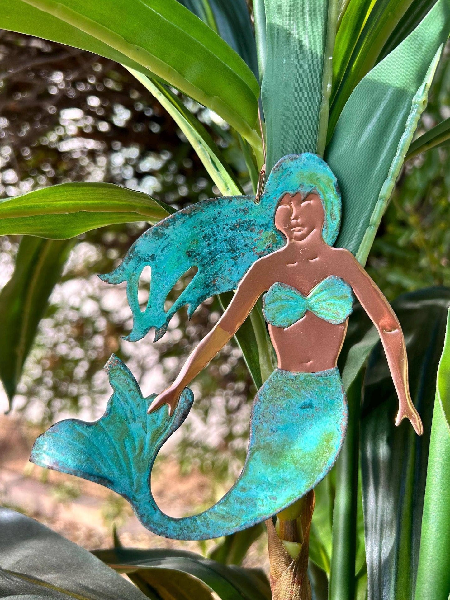 Mermaid Siren Copper Christmas Ornament