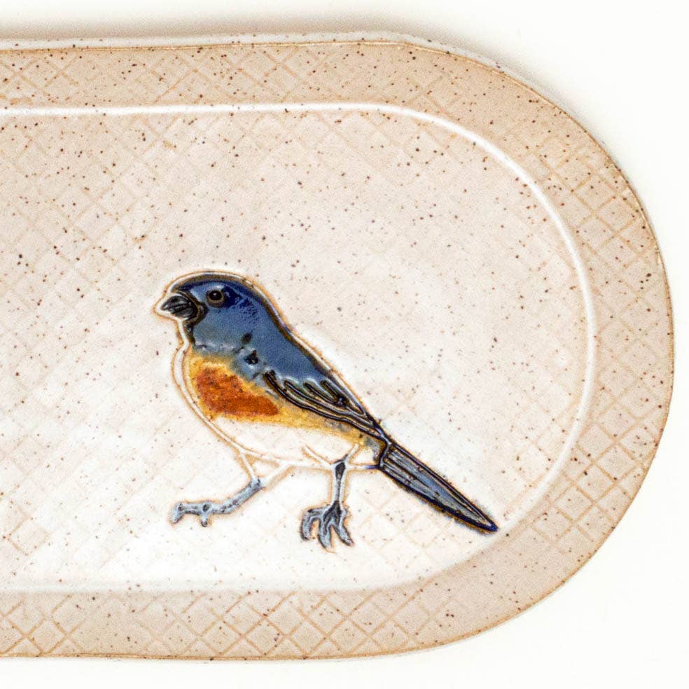 Blue Bird Design Stoneware Handmade Stoneware 10" Platter