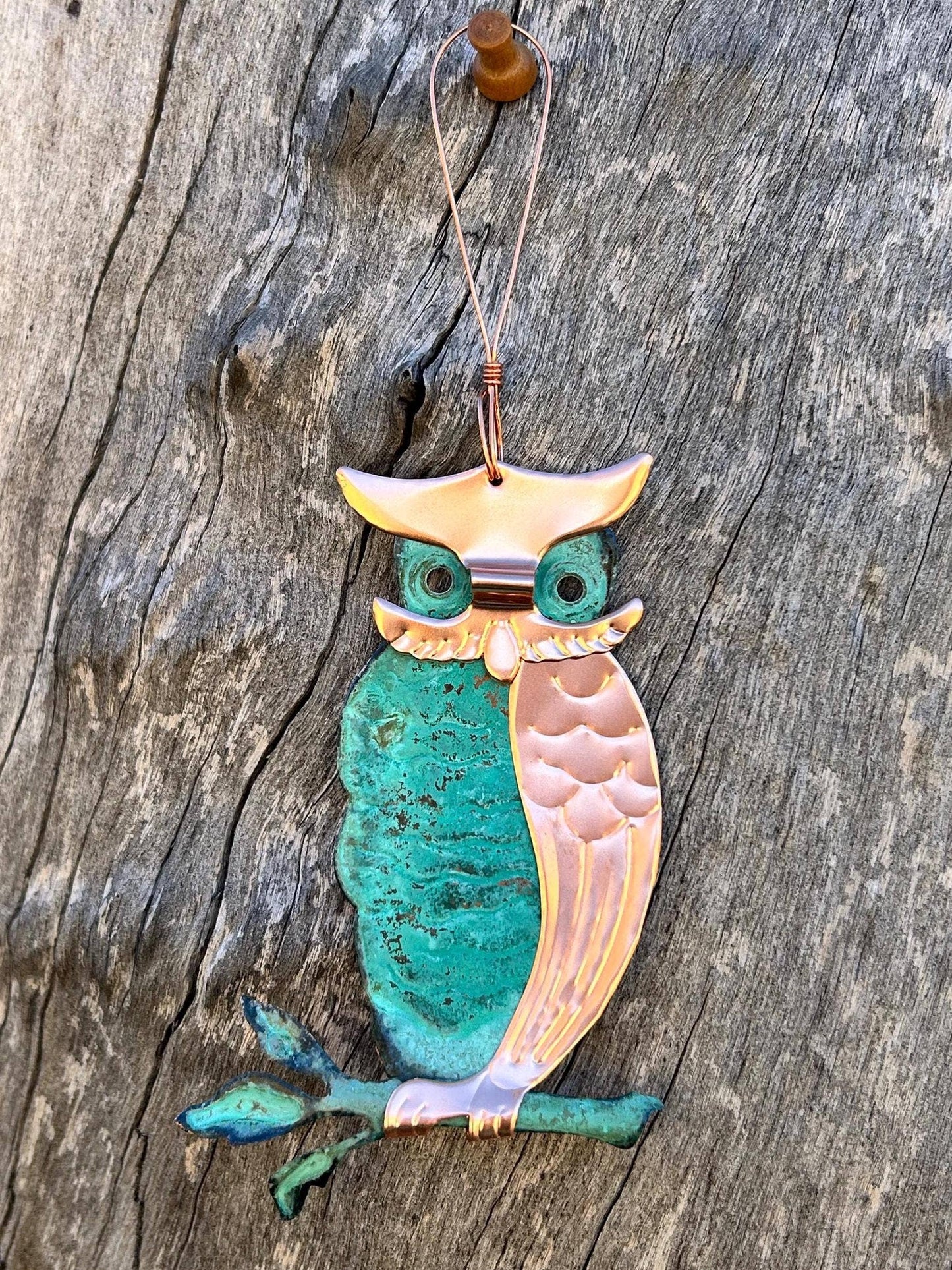 Owl Copper Christmas Ornament