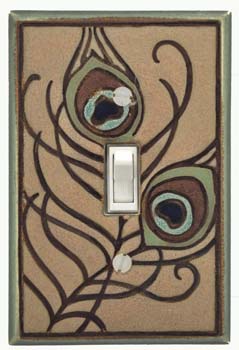 Single Ceramic Switchplate - Feathers