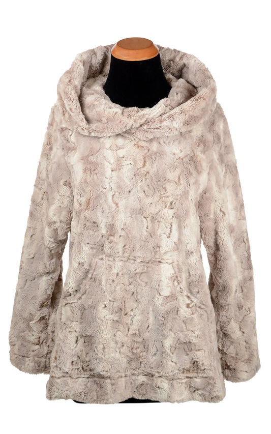 Luxury Faux Fur Hooded Lounger - Cafe Au Lait
