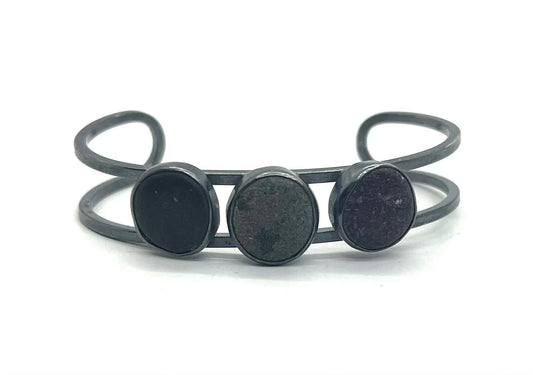 Three Stone Sterling Silver Cuff
