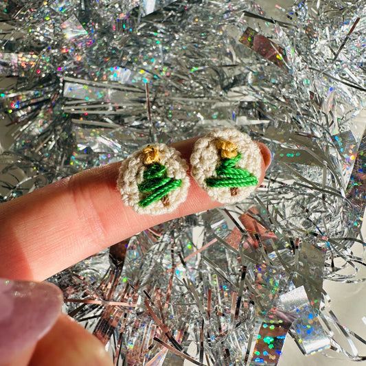 Embroidered Holiday Tree Studs