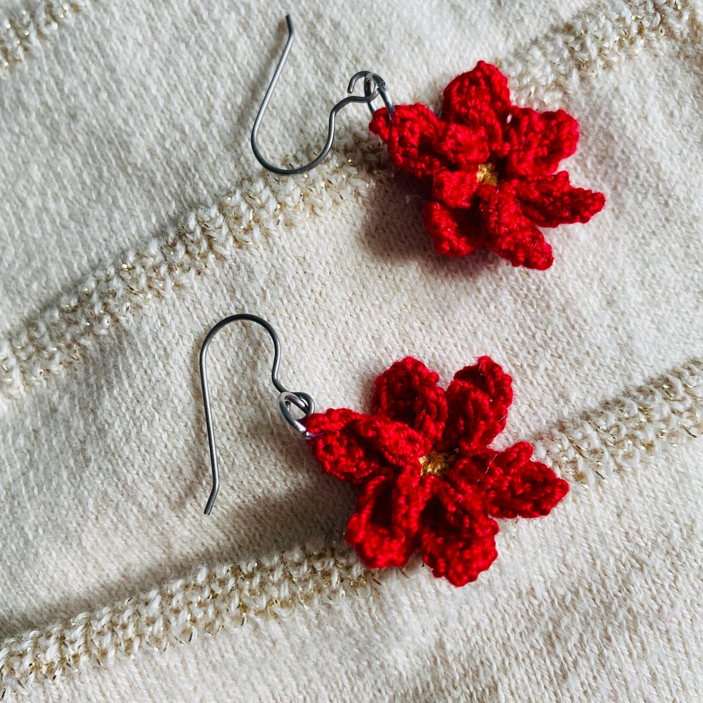 Poinsettia Flower Dangles - Red or White
