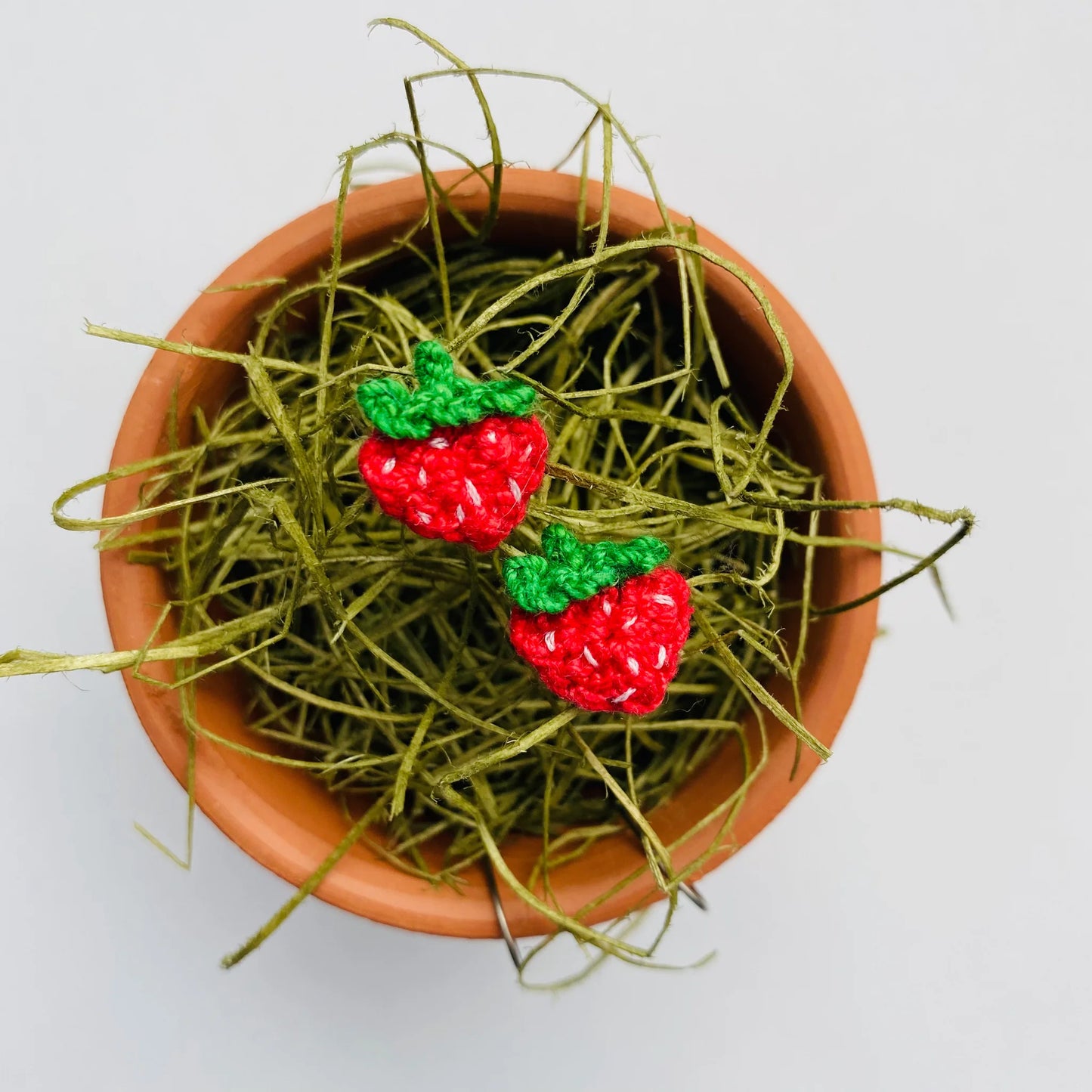 Crochet Strawberry Studs