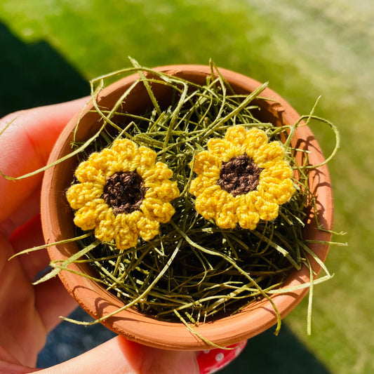 Crochet Sunflower Studs