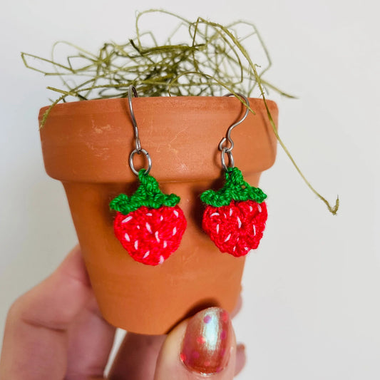 Crochet Strawberry Dangles