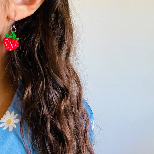 Crochet Strawberry Dangles