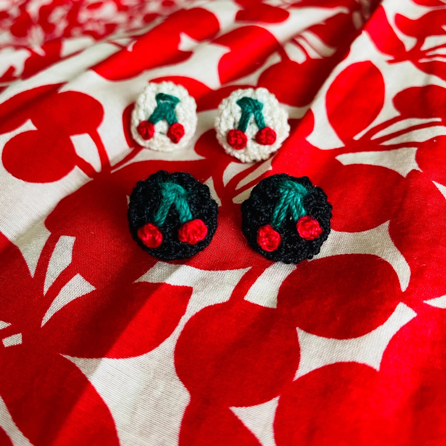 Crochet Cherry Studs