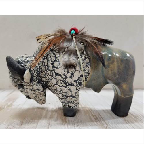 Fetish Buffalo - Raku Grey & White