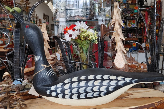 wood-carved-hand-painted-loon-with-green-fish