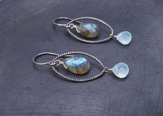 Oval Labradorite Earrings